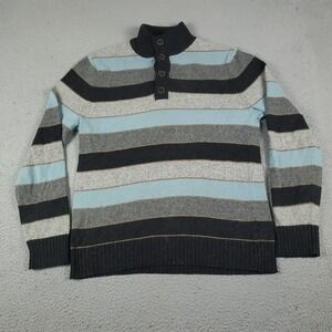 Banana Republic Sweater Mens Medium Gray Blue 1/4 Button Up Pullover Sweatshirt